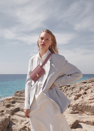 Polène Numéro Sept Belt Edition Lilac Textured Leather | SN-PLN365052