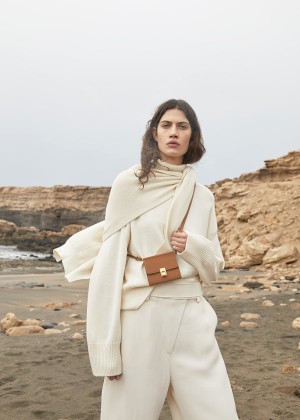 Polène Numéro Sept Crossbody Wallet Edition Textured Camel | SN-PLN364861