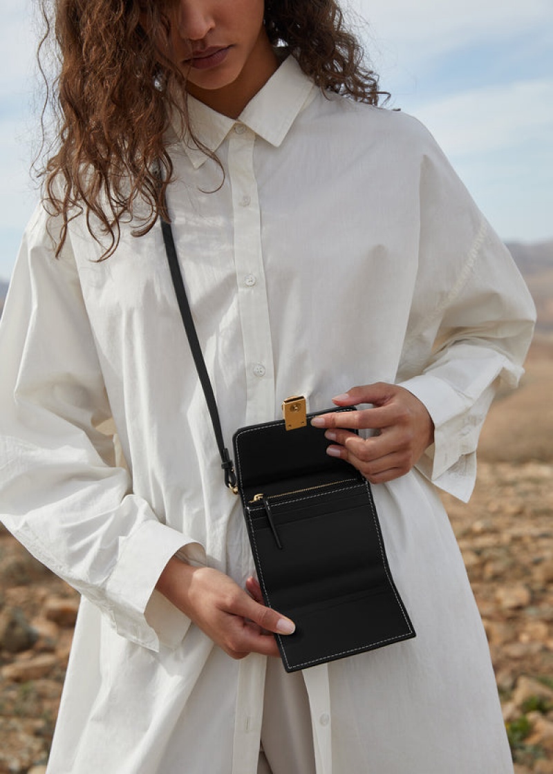 Polène Numéro Sept Crossbody Wallet Černé | SN-PLN364856