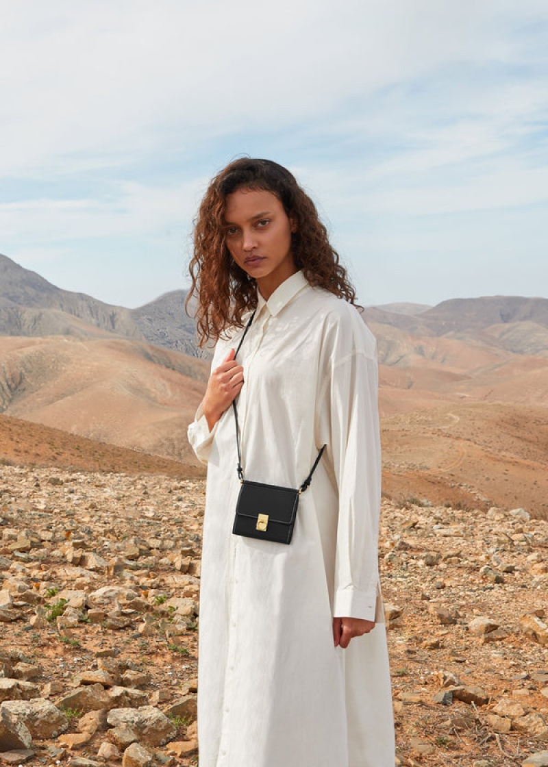 Polène Numéro Sept Crossbody Wallet Černé | SN-PLN364856