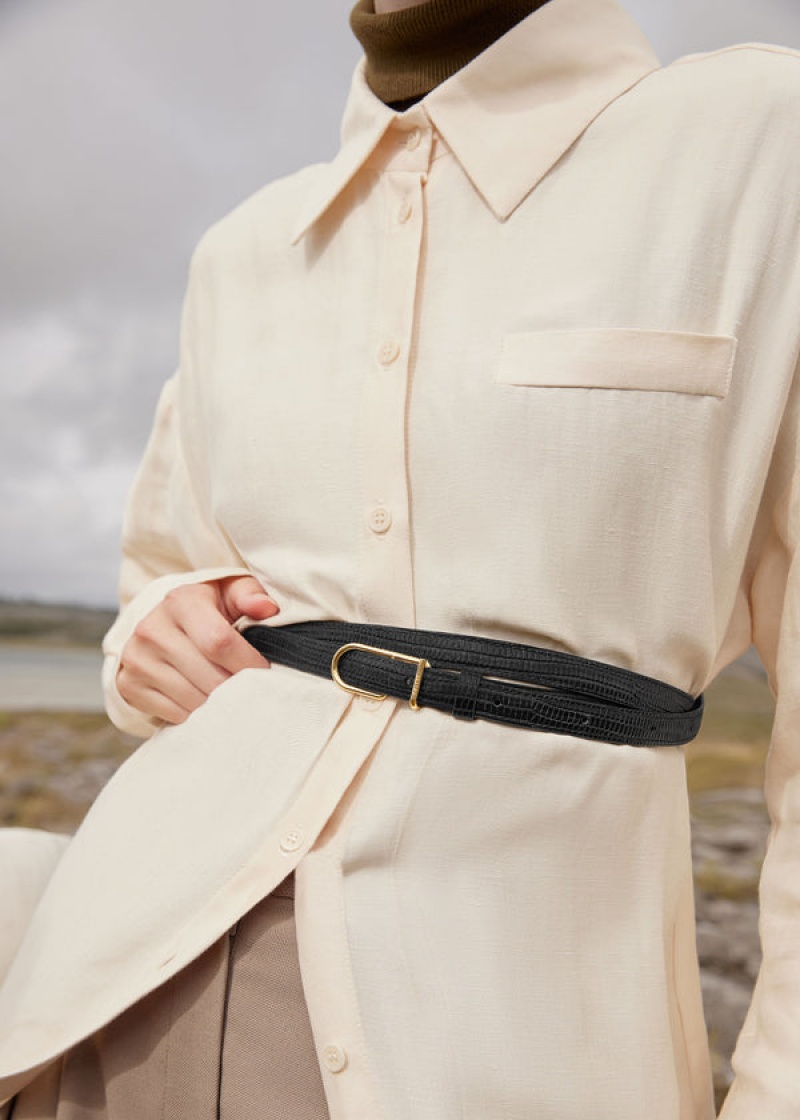 Polène Thin Umi Belt Černé | SN-PLN365059